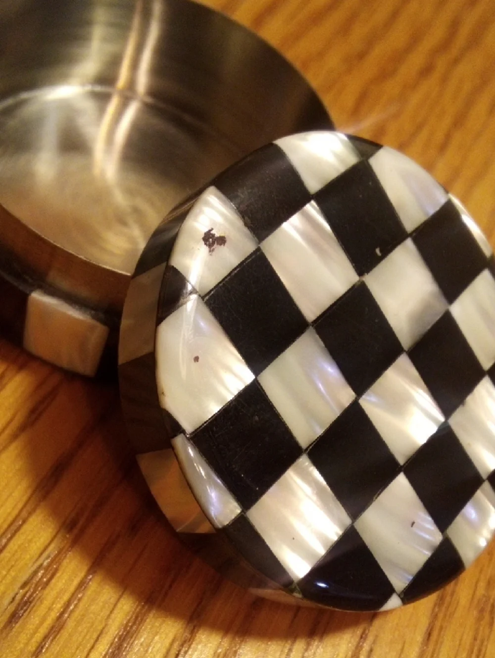 Black and White Checkered Stainless Steel Ring Box - Men Accessories